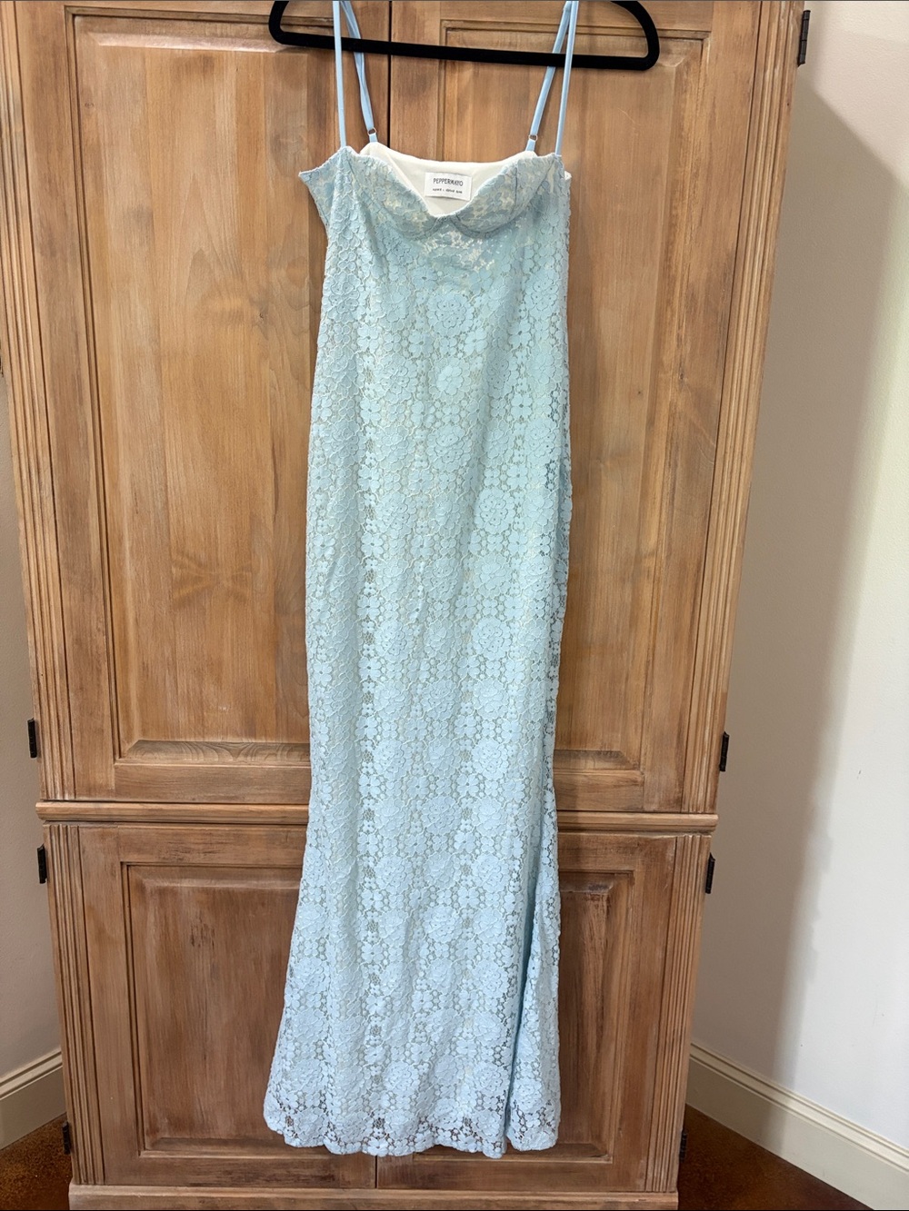 Peppermayo Pale Blue Lace Maxi Slip Dress